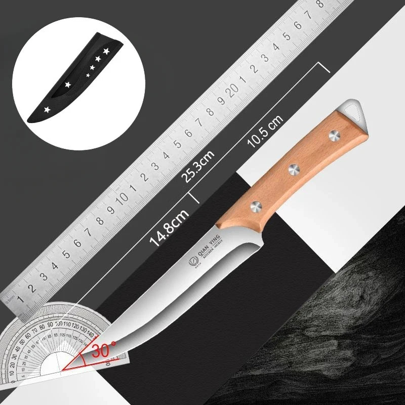 Stainless Steel Fillet & Boning Knife – Forged Wooden Handle Kitchen Fillet Knife Axl 1pcs B