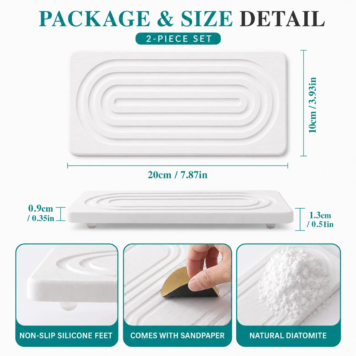 2-Pack Diatomite Drying Tray – Stone Sink Organizer Set Diatomite Drying Tray Axl