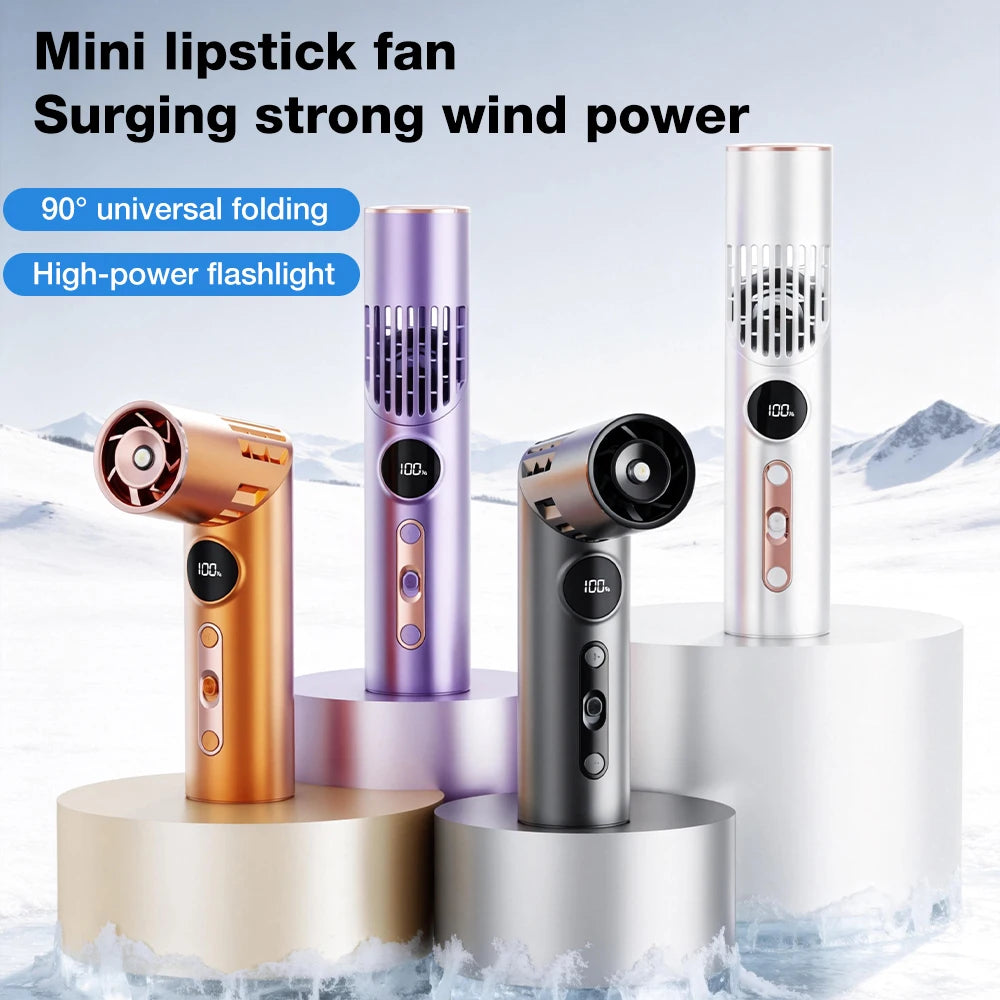 3-in-1 Lipstick Mini Fan – 100 Speeds, Neck & Desk Portable Portable Mini Fan Axl