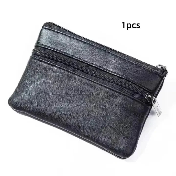 Unisex PU Leather Coin Purse & Key Holder – Zipper Mini Wallet Coin Purse Wallet Axl black
