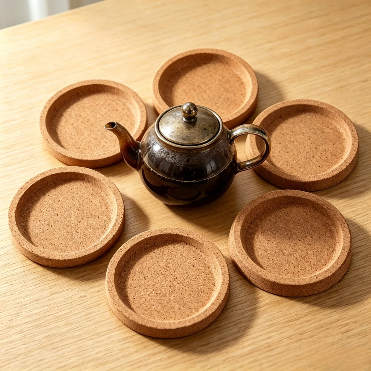7-Pack Cork Coasters with Holder – Absorbent & Non-Slip Cork Coaster Set Axl