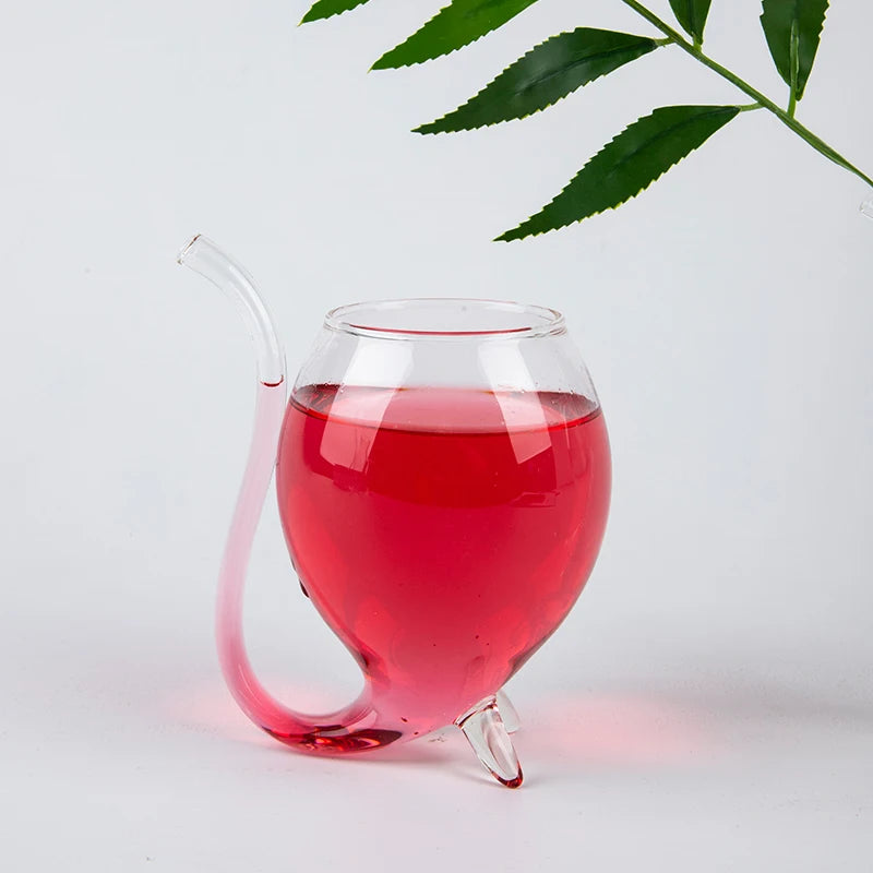 Creative Wine Glass with Built-In Straw | Borosilicate Cup Novelty Wine Glass Axl