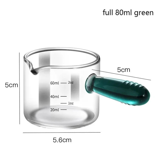KEMORELA Glass Espresso Cups 60/125ml – Measuring Milk Jug Espresso Shot Glass Axl 60ml green