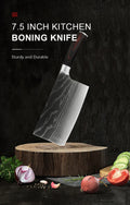 Chinese Cleaver Damascus Knife – Sharp Stainless Steel, Wood Handle Kitchen Cleaver Knife Axl 7 inch Cleaver