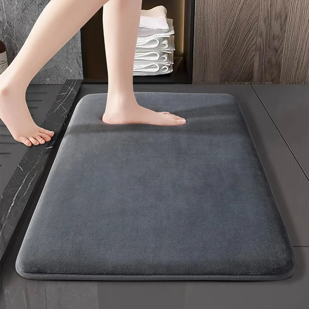 Super Absorbent Anti-Slip Coral Velvet Bath Mat & Door Mat Bath Mat Axl Grey