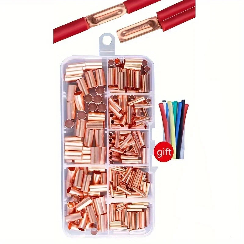 250pcs Copper Connecting Pipe Kit – Wire Joints & Cable Lugs Wire Connector Kit Axl 250PCS