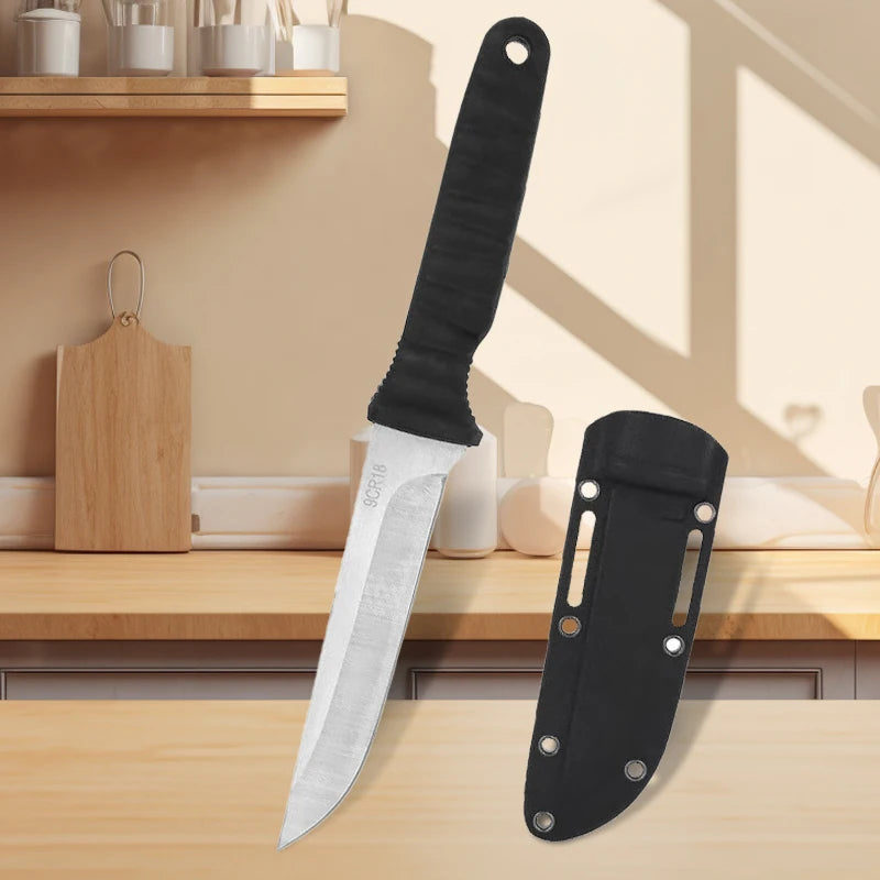 Stainless Steel Camping Knife with Sheath – 20cm Outdoor Blade Camping Knife Axl white