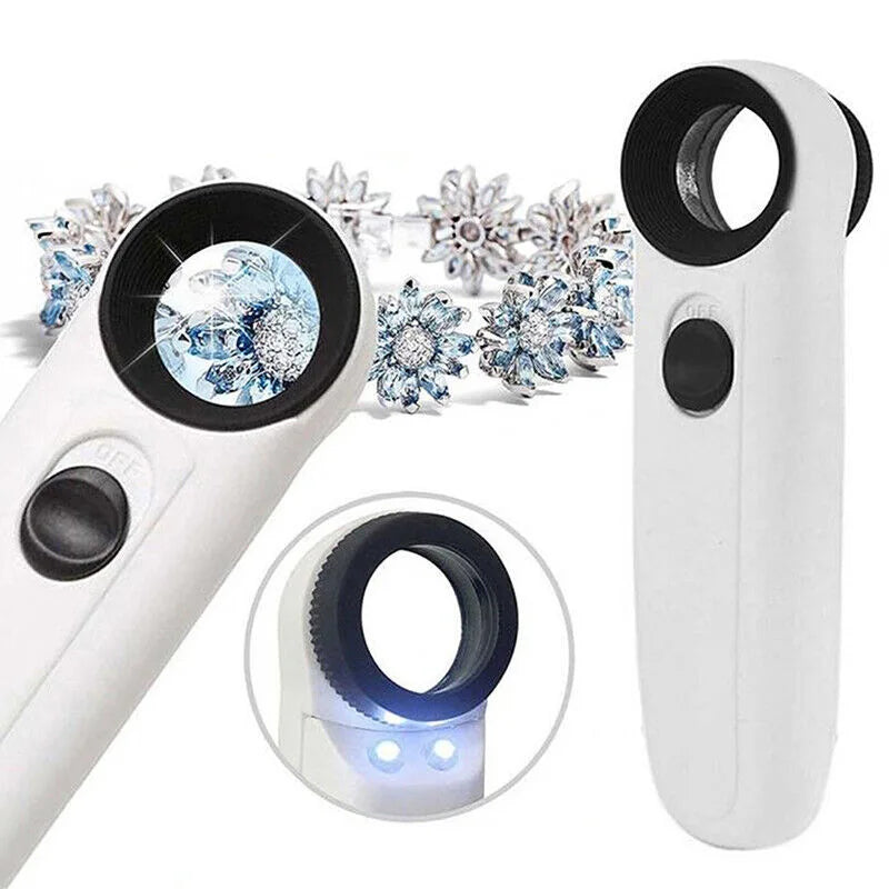 Handheld Magnifying Glass 2 LED Lights – Senior Reading Magnifier LED Handheld Magnifier Axl