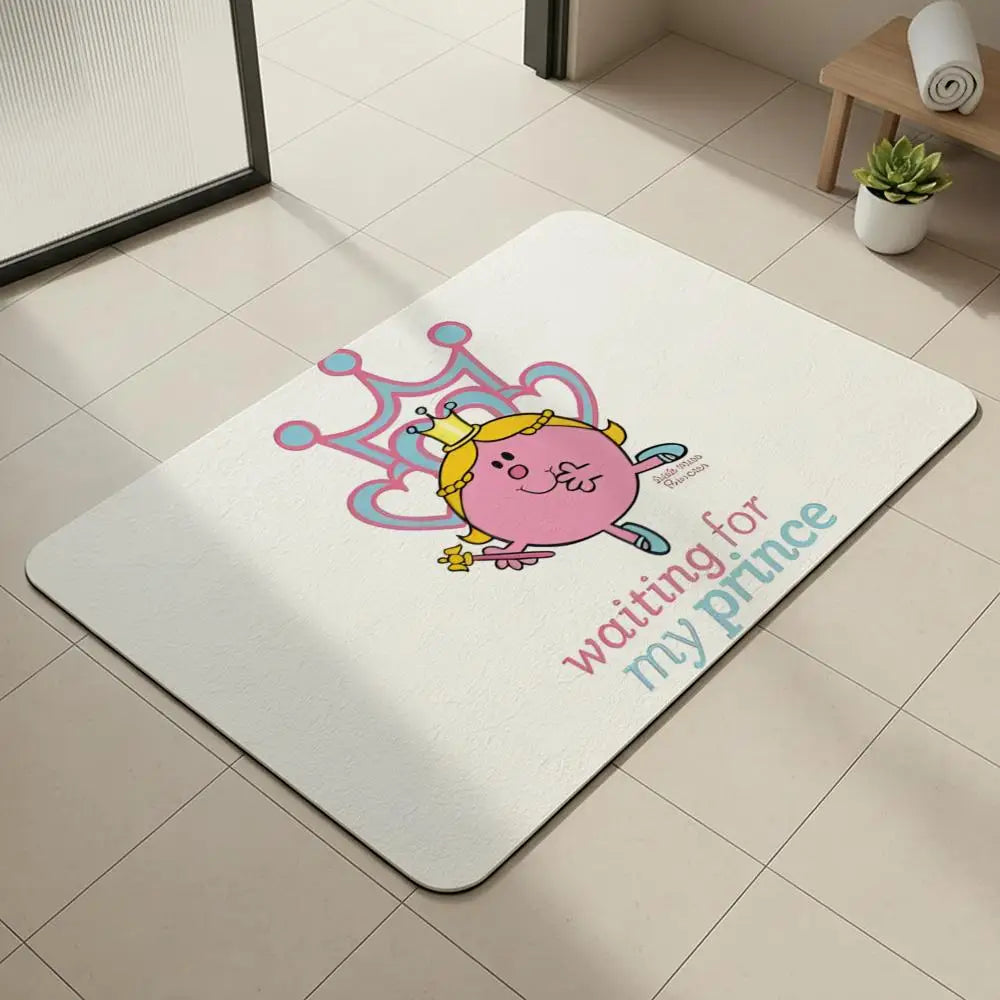 Mr. Men Little Miss Diatomite Bath Mat – Non-Slip, Quick Dry Diatomite Bath Mat Axl White10 30x45cm