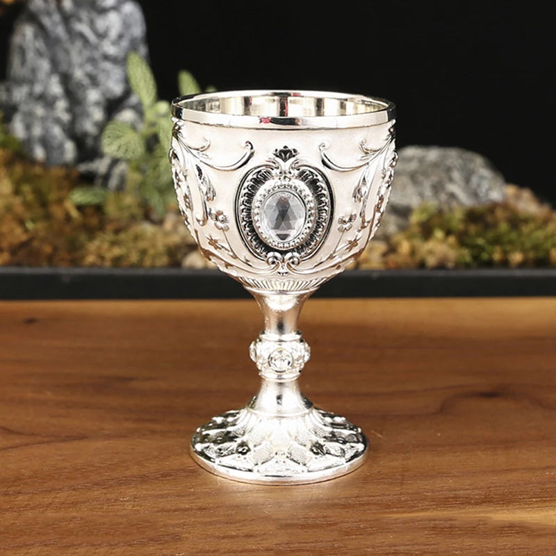 Embossed Metal Chalice Goblet – Vintage Wine & Bar Cup Metal Chalice Goblet Axl A7
