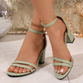 Women's Block Heel Sandals – Open Toe Ankle Strap Buckle Block Heel Sandals Axl 41 green