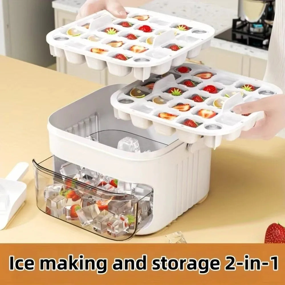 50-Grid Ice Cube Mold – Press Type Double Layer Storage Box Ice Cube Mold Axl