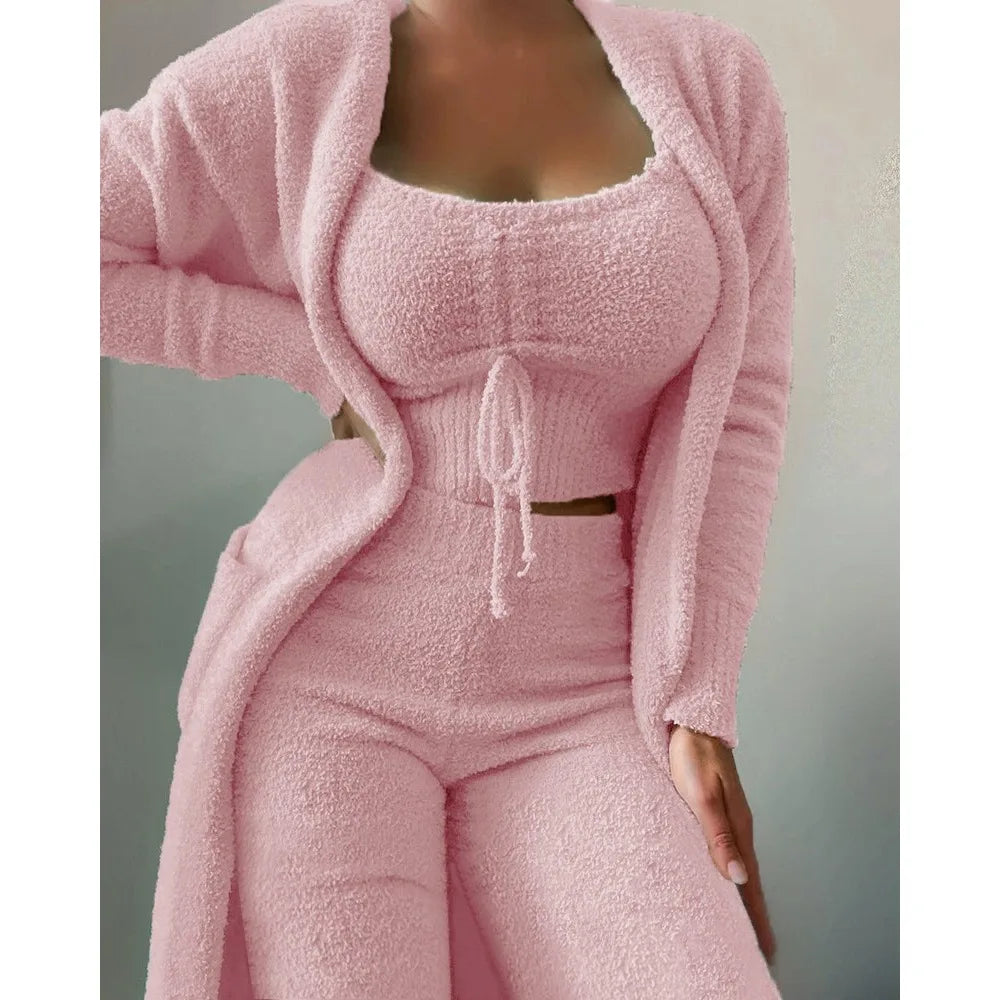 Women's Fluffy Winter Pajama Set 3-Piece Plus Size S–3XL Women's Pajama Set Axl