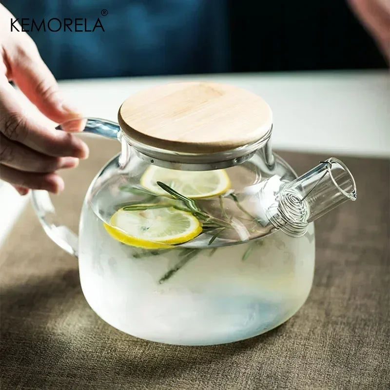 KEMORELA Clear Borosilicate Glass Teapot 1L & 1.8L | Tea Kettle Glass Teapot Axl