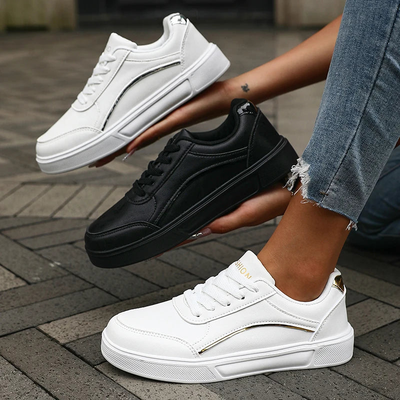 AZGB Women's Black Low Top Sneakers – Lace-Up Casual Shoes Women's Sneakers Axl