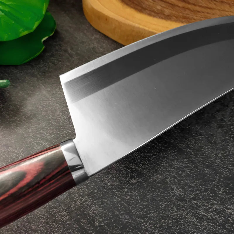 InLeung Professional Cleaver Knife – Stainless Steel Wood Handle Kitchen Cleaver Knife Axl