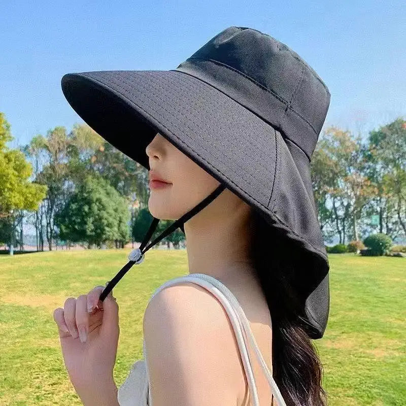 Women's UPF 50+ Wide Brim Sun Hat with Ponytail Slot Wide Brim Sun Hat Axl Black one size