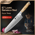 XINZUO 8.27" Damascus Bunka Chef Knife – 67-Layer, Sycamore Handle Damascus Chef Knife Axl China Mainland