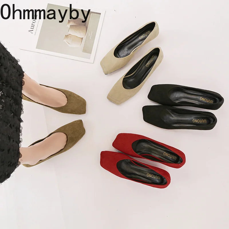 Women's Mary Jane Pumps – Square Toe Suede Slip-On Heels Mary Jane Pumps Axl