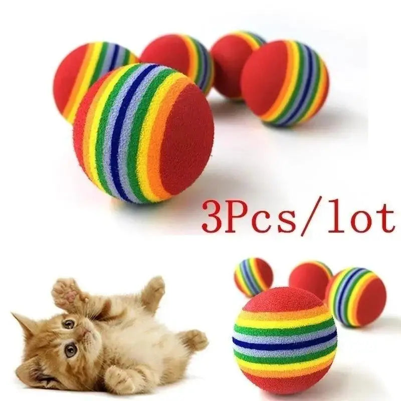 Rainbow Foam Ball Cat & Dog Toy Set – 3 Pack Pet Balls Pet Toy Balls Axl