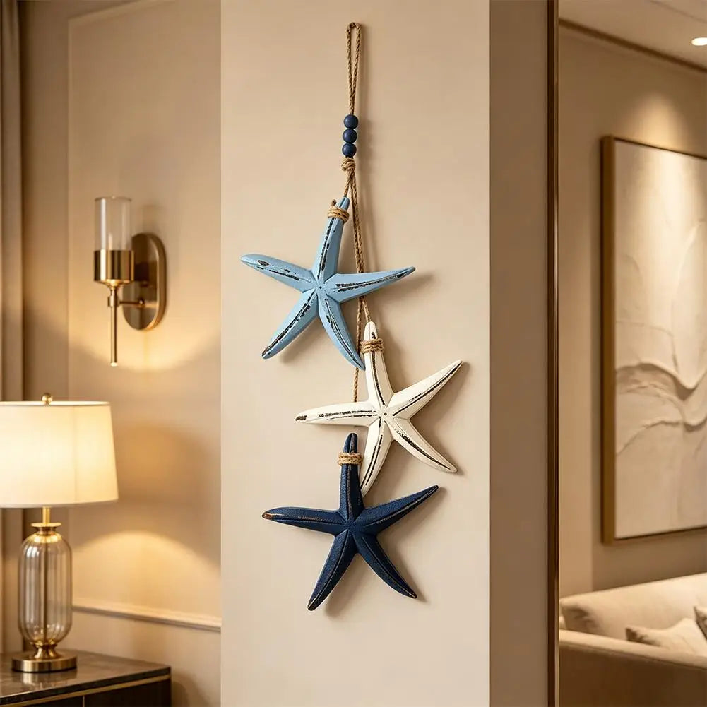 Blue Starfish Hanging Decor | Coastal Nautical Beach Wall Ornament Wall Hanging Decor Axl