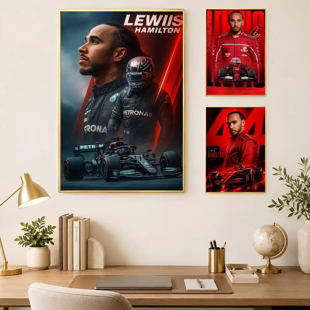 Lewis Hamilton HD Self-Stick Wall Poster – Waterproof Home Decor Sports Wall Poster Axl