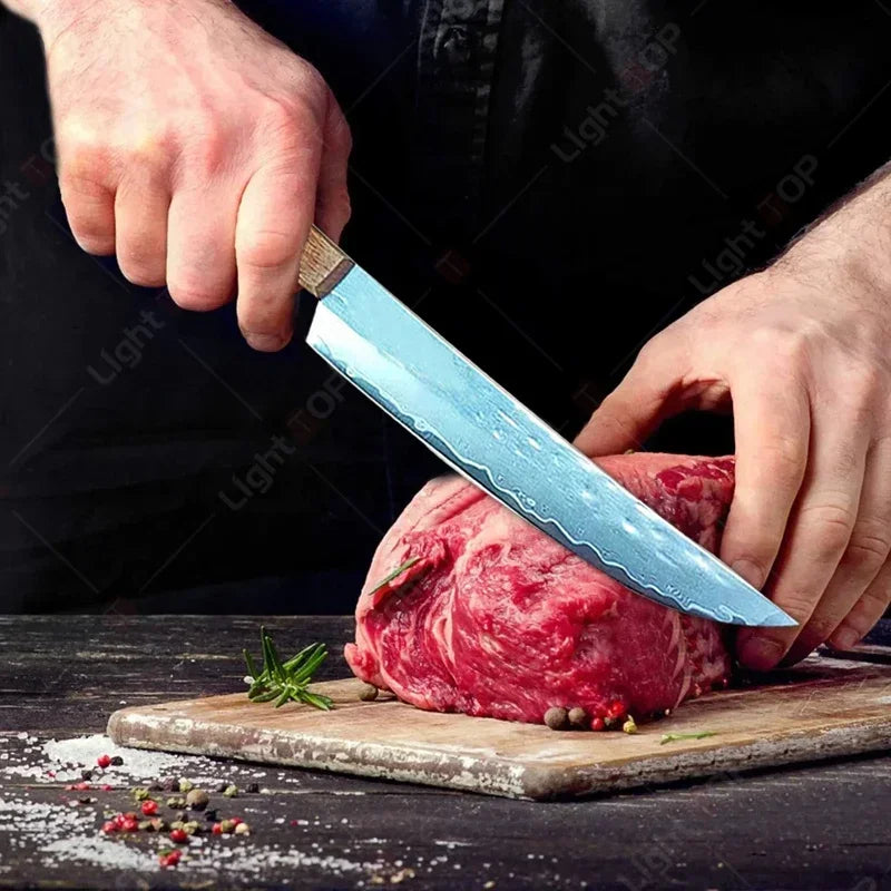Damascus Steel Chef's Knife – Wood Handle Kitchen Knife Damascus Chef's Knife Axl