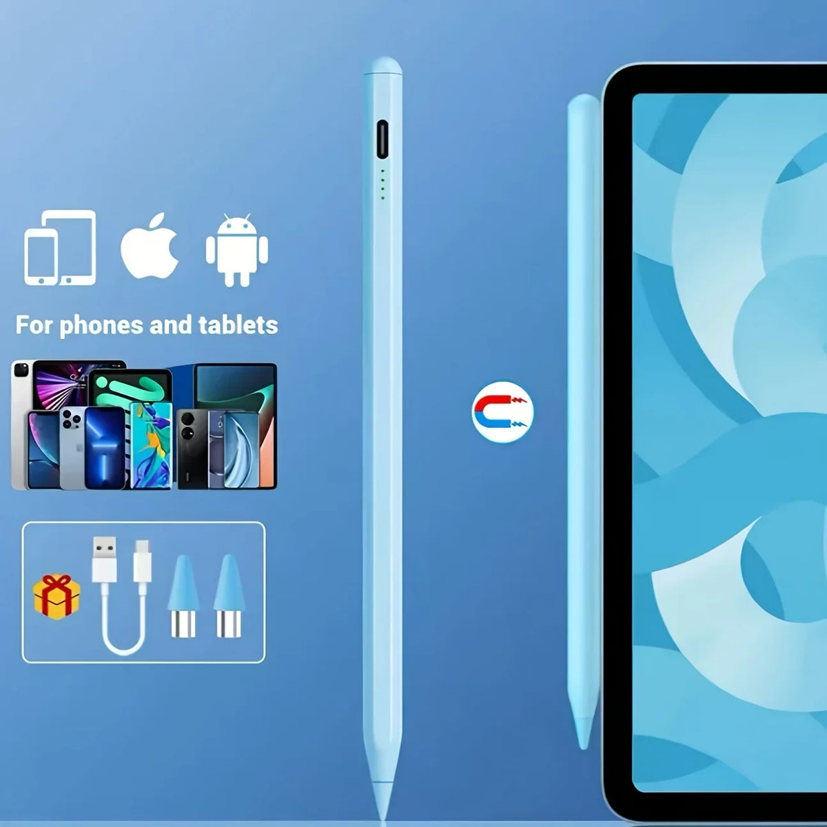 Universal Stylus Pen for iPad & Android – Magnetic USB-C Tablet Stylus Pen Axl Blue