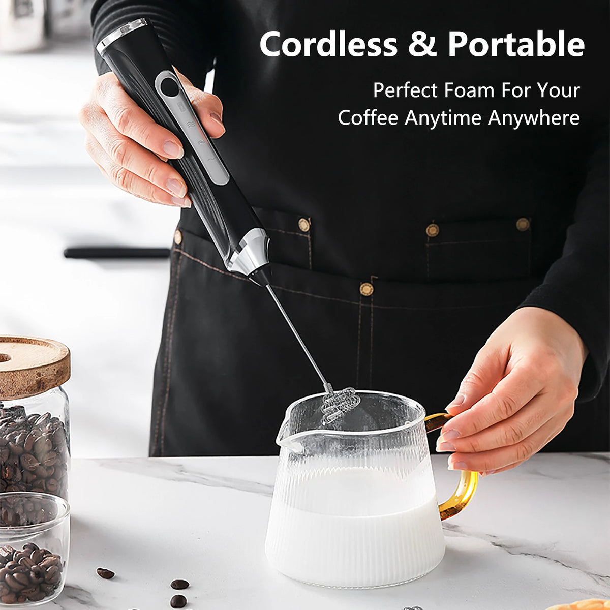 Rechargeable Handheld Milk Frother 3-Speed with Stand Milk Frother Axl