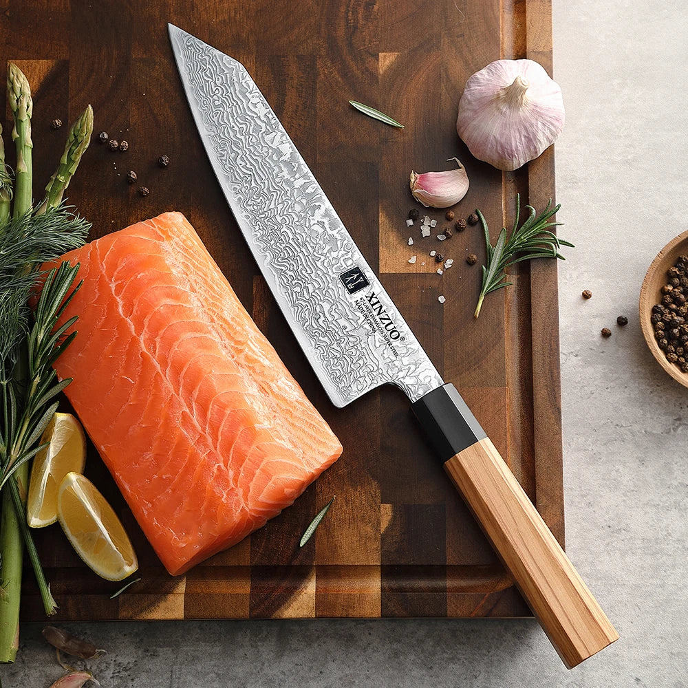 XINZUO 8.5" Damascus Bunka Knife – 67-Layer Kitchen Knife Damascus Kitchen Knife Axl