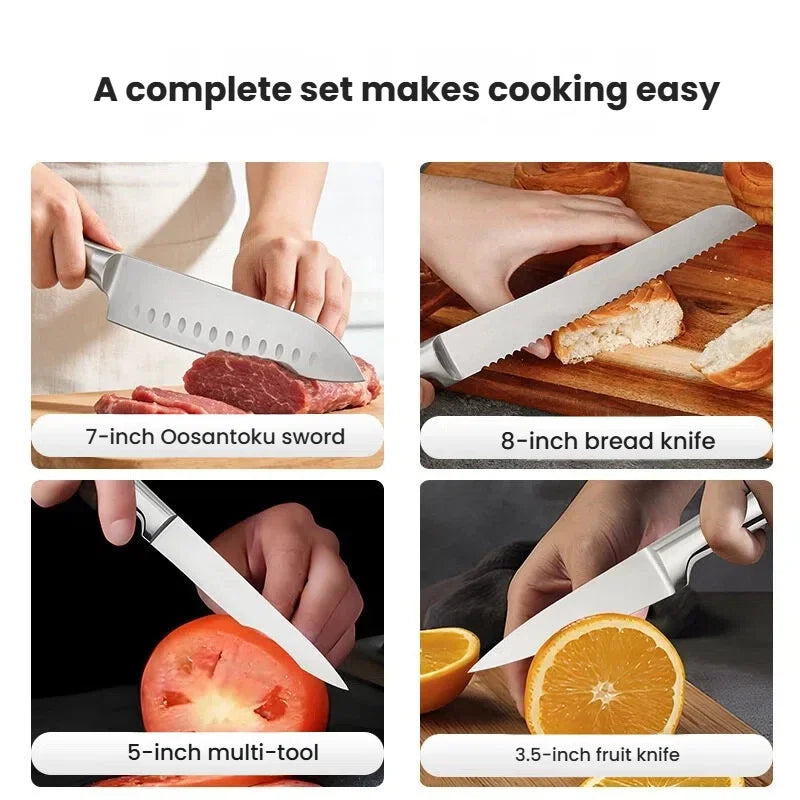 5-Piece Hollow Handle Stainless Steel Chef Knife Set Kitchen Knife Set Axl