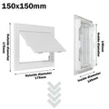White ABS Access Panel Door – Hinged Inspection Hatch Cover Access Panel Door Axl 150x150mm
