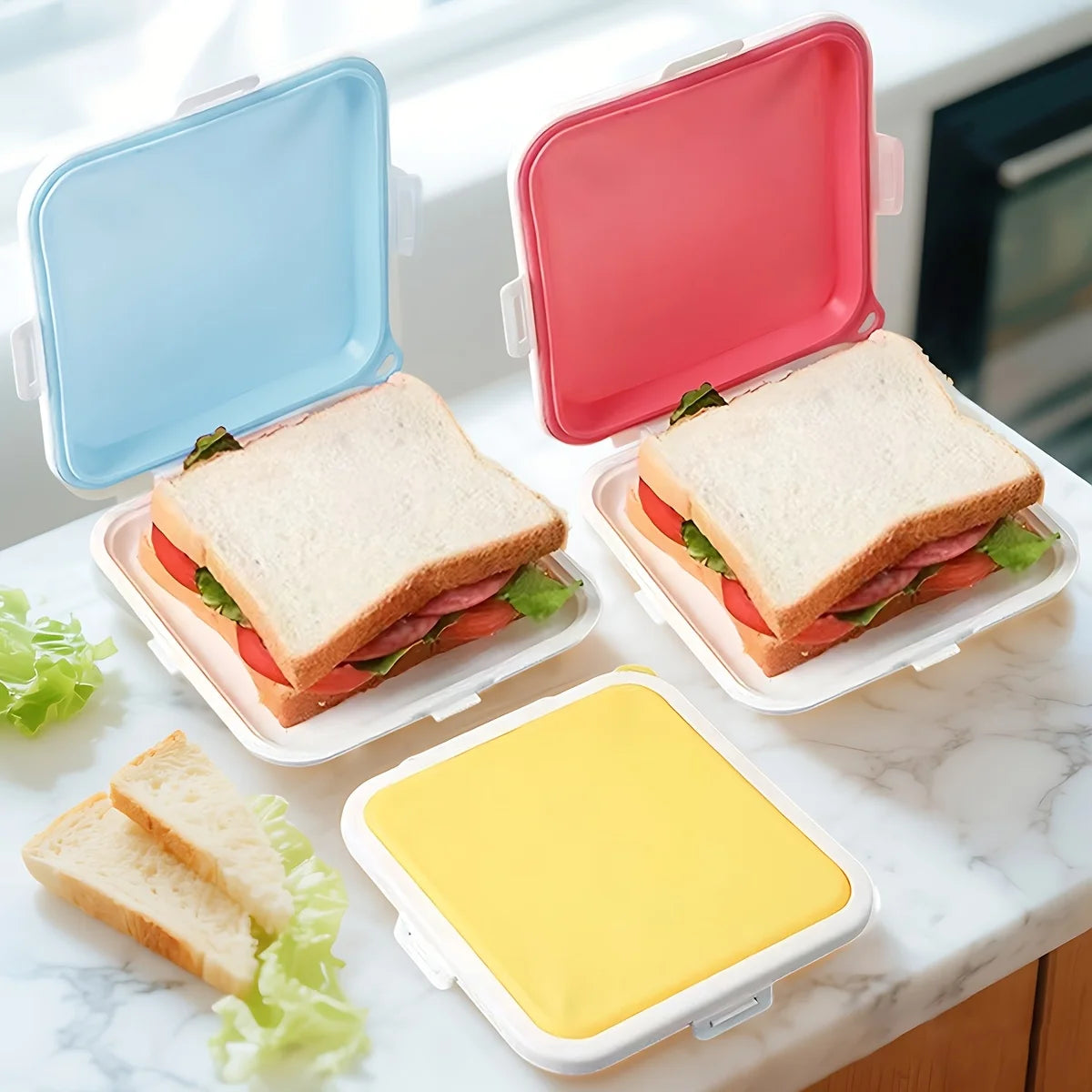 Silicone Sandwich Container – BPA-Free Snap Lid Food Storage Box Silicone Food Container Axl