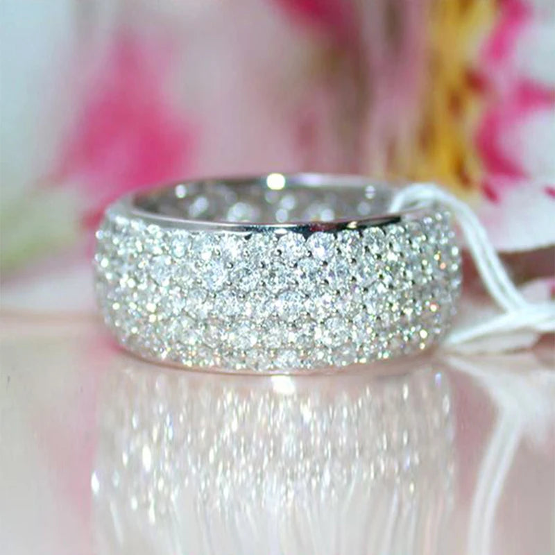 Huitan Micro Pavé CZ Eternity Wedding Band Ring for Women CZ Wedding Band Axl T0559 7