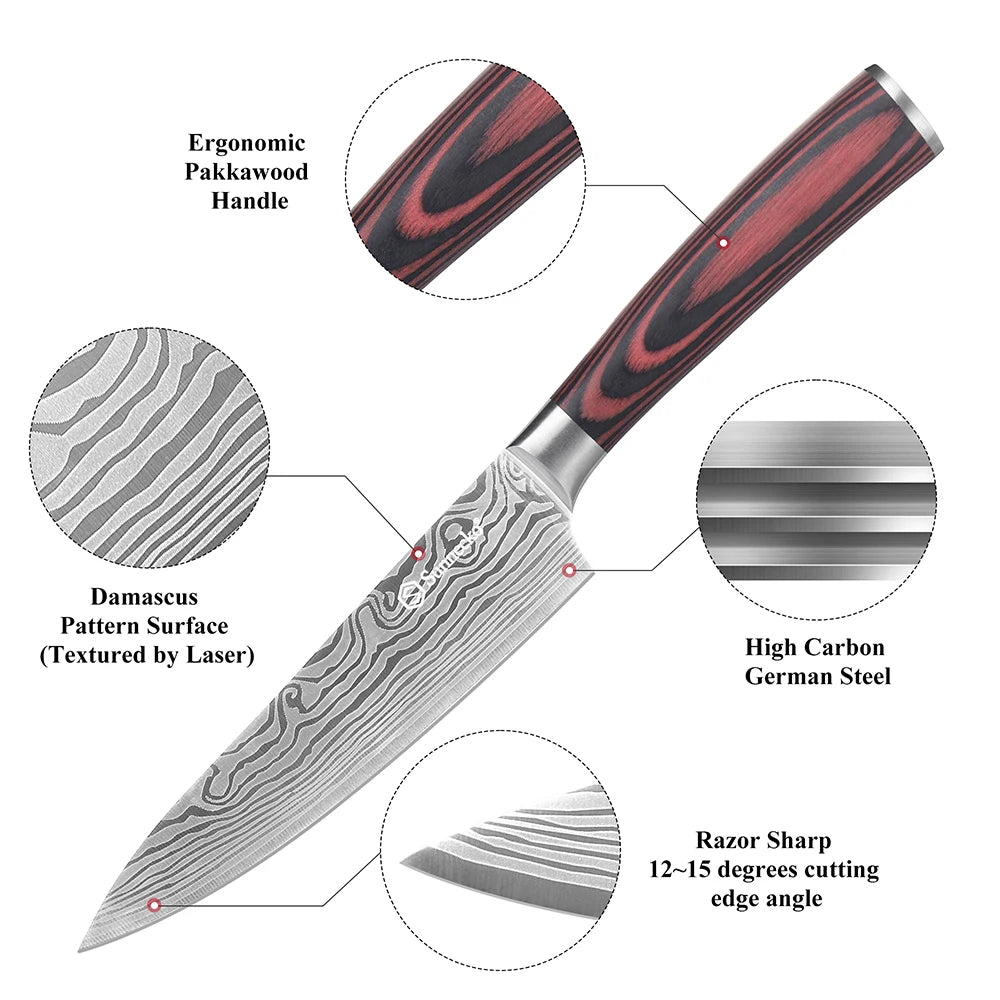 Sunnecko 5.5" Chef's Knife – Ultra Sharp High Carbon Steel Chef's Knife Axl