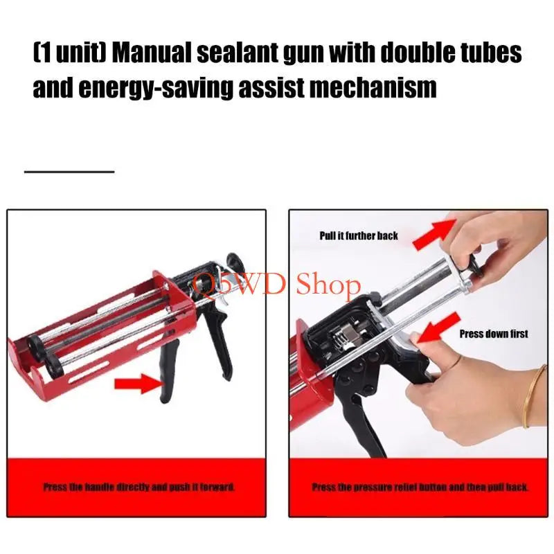Dual-Tube Titanium Steel Caulking Gun – Precision Epoxy Applicator Caulking Gun Axl