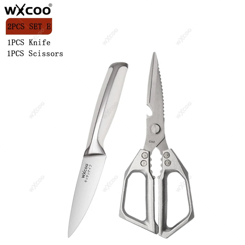 Stainless Steel Kitchen Knife Set – Santoku, Cleaver & Chef Kitchen Knife Set Axl 2PCS SET E