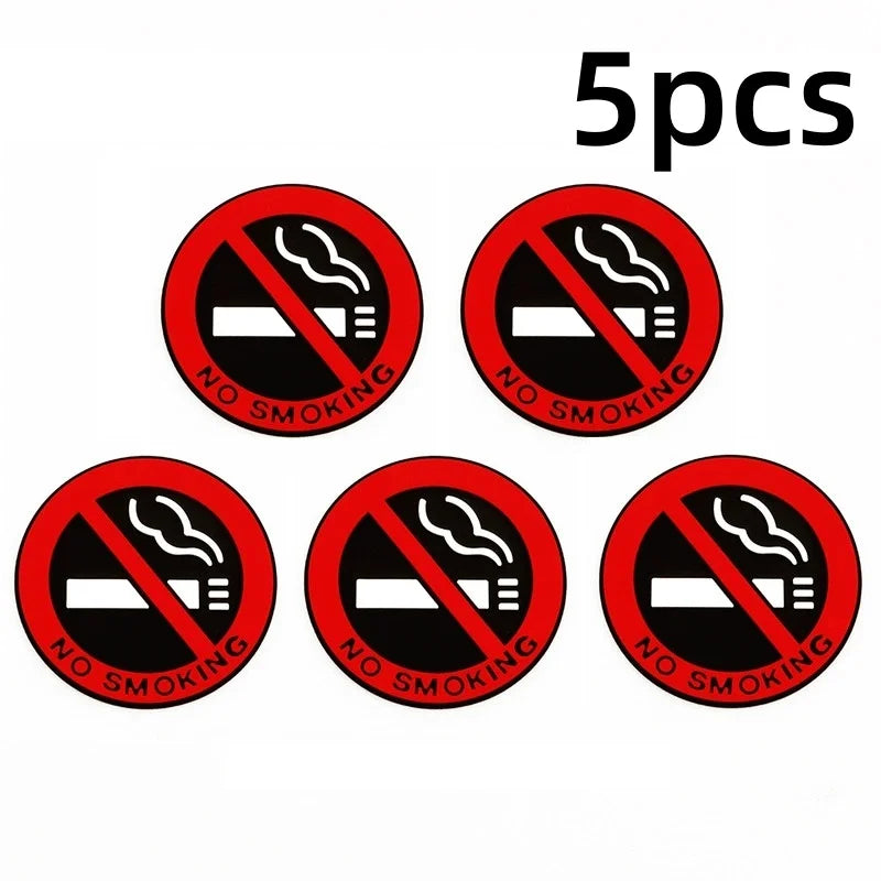 5-Pack No Smoking Sign Stickers – Round Self-Adhesive Decals Warning Sign Sticker Axl 5pcs