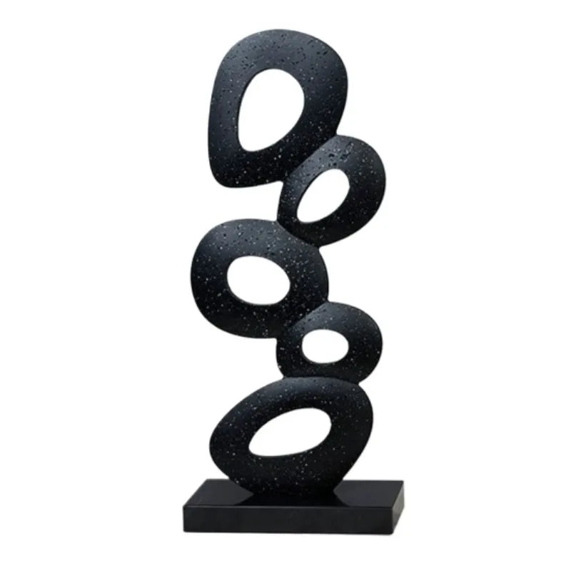 Modern Geometric Sculpture – Luxury Travertine Home Ornament Decorative Sculpture Axl Black