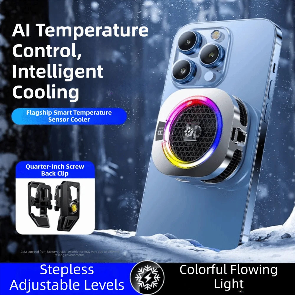 RGB Phone Cooler – Semiconductor Cooling Fan & Digital Display Phone Cooling Fan Axl