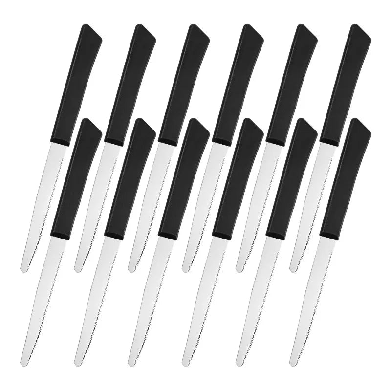 Black Steak Knife Set – Dishwasher-Safe Stainless Steel Cutlery Steak Knife Set Axl 12 Pc