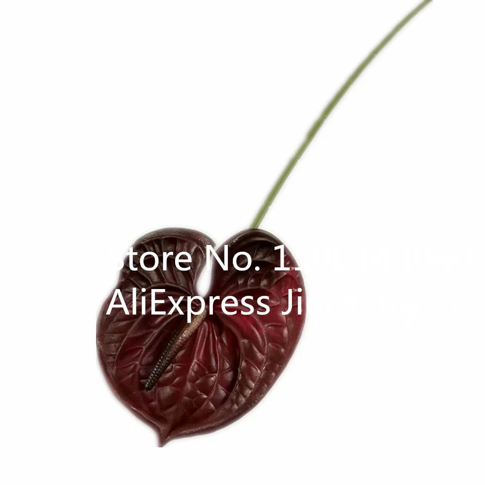 Burgundy Artificial Anthurium Stem 60cm | Faux Floral Branch Artificial Flower Stem Axl dark red