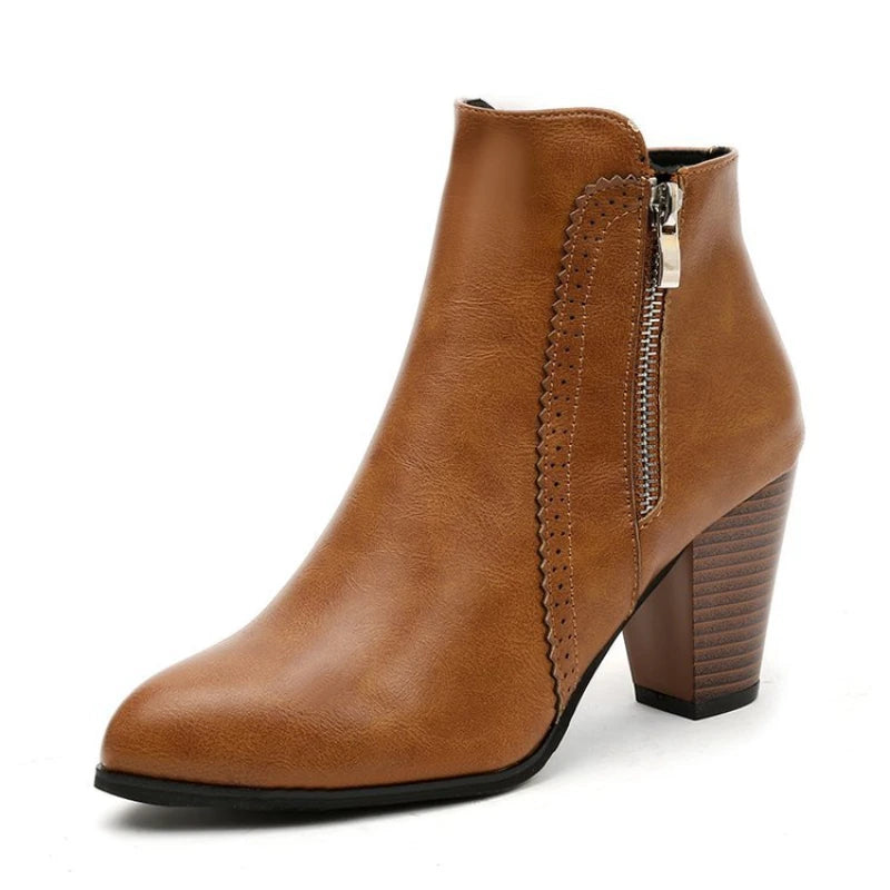 YBQJOO Women's Retro Block Heel Ankle Boots – Zip Closure Women's Ankle Boots Axl