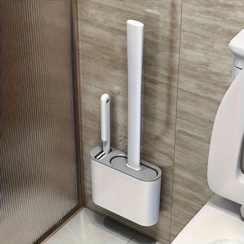 Wall-Mounted Silicone Toilet Brush Set – 2 Brushes + Holder Toilet Brush Set Axl