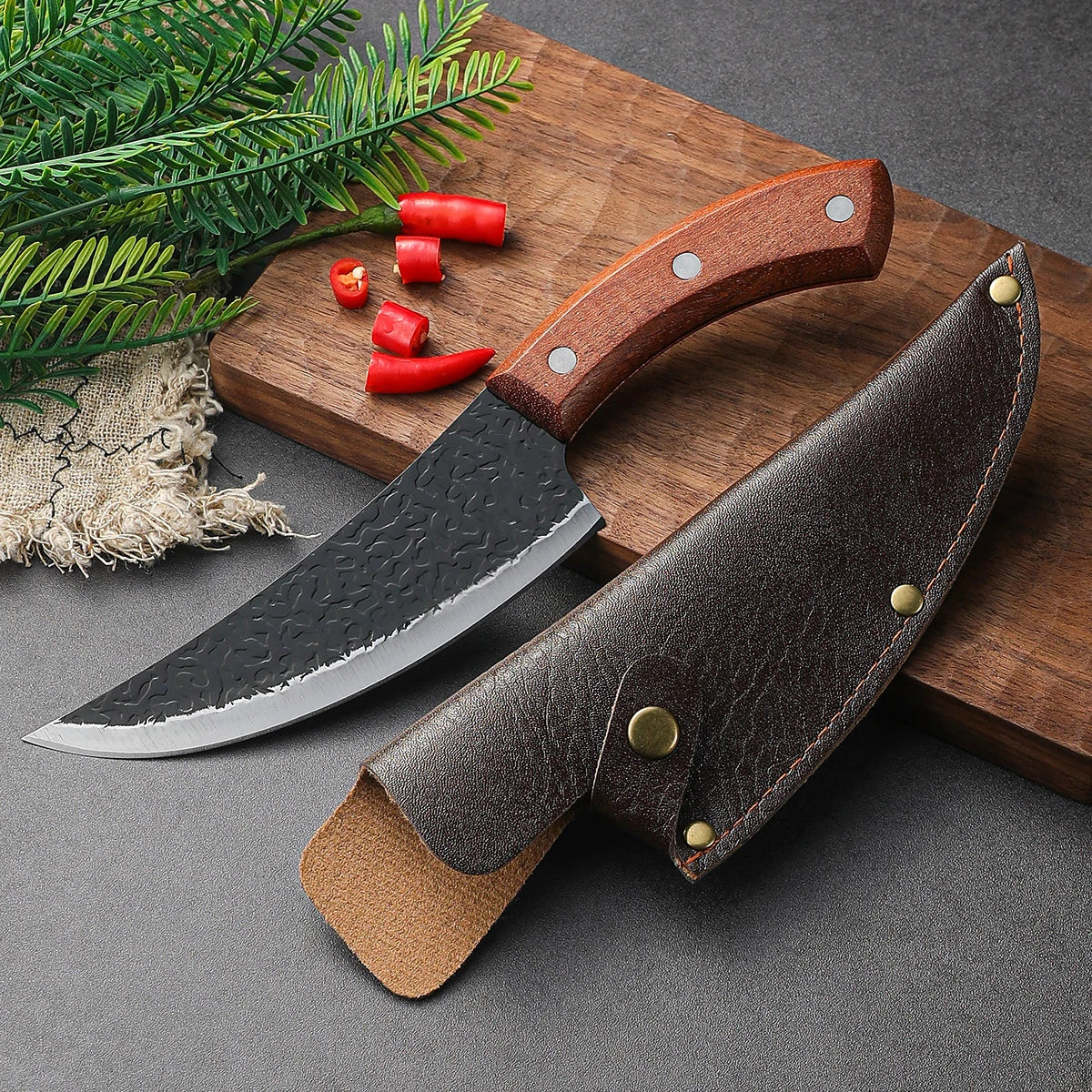 Handmade Forged Chef Knife Set – Butcher, Boning & Cleaver Kitchen Knife Set Axl