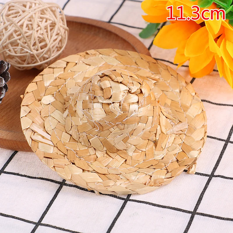 2-Pack Hand-Woven Mini Straw Hats – Doll DIY Accessories Doll Hat Accessory Axl 11.3cm