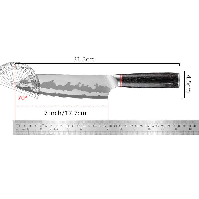 XUAN FENG D2 Steel Chef's Slicer Knife – 9" Wood Handle Blade Chef's Slicer Knife Axl