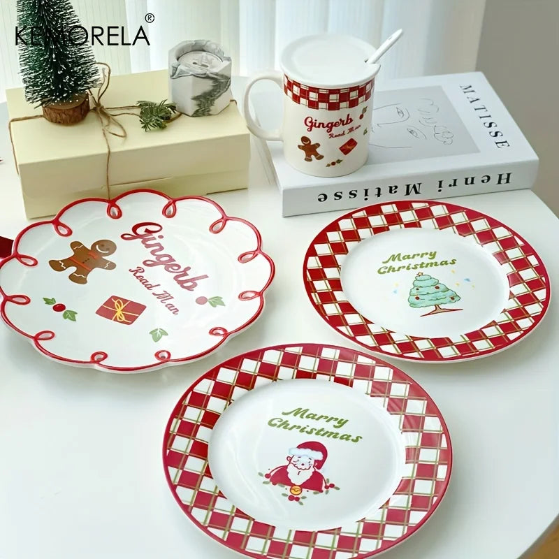 Christmas Ceramic Plate & Cups Set – Festive Serving Platter Ceramic Serving Set Axl