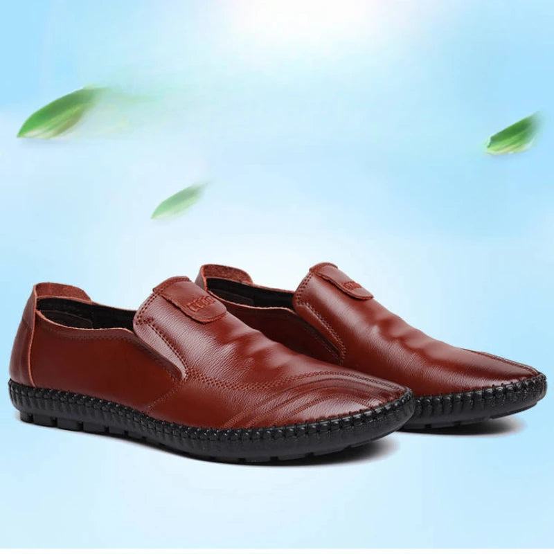 Men's Slip-On Loafers – Soft PU Leather Breathable Flat Shoes Men's Loafers Axl