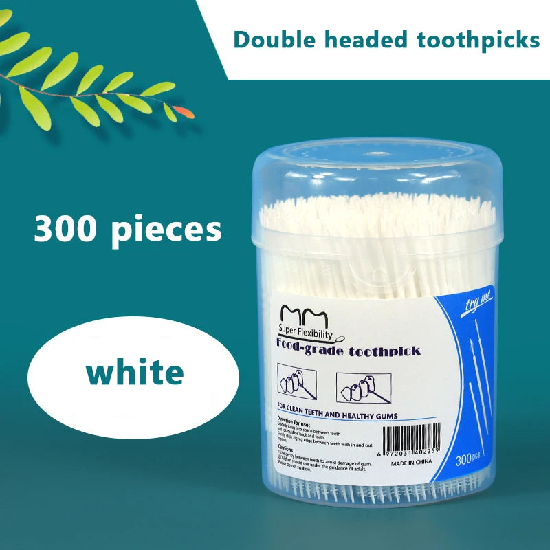 300pcs Double-Head Interdental Brushes & Dental Floss Picks Interdental Brush Picks Axl